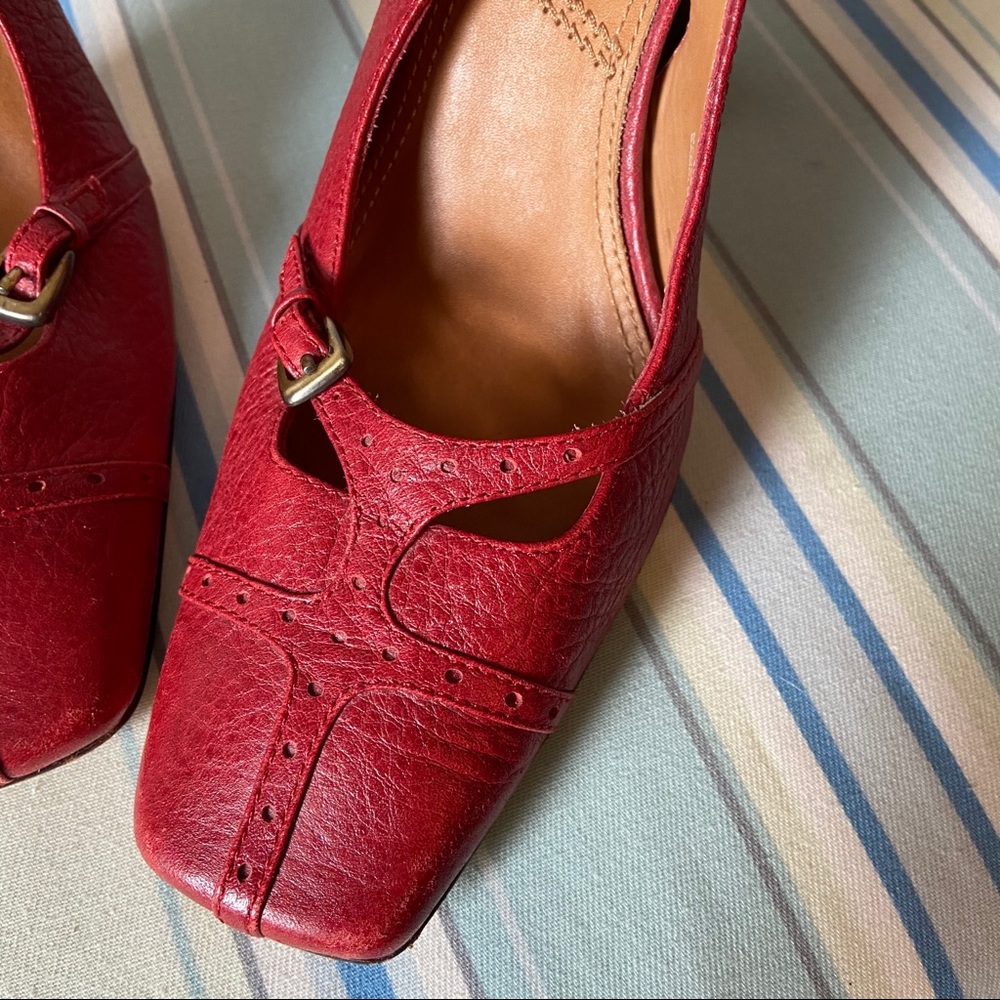 Tahari leather high heeled pumps.
